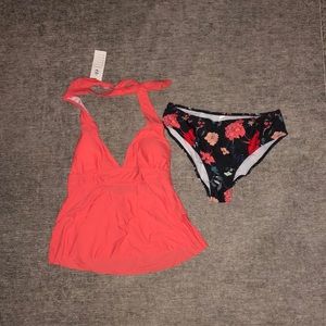 Floral print halter tankini